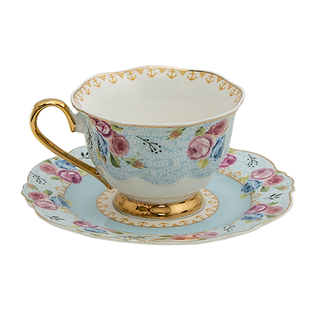 Tasse et soucoupe 160 ml Bleu Blanc Porcelaine