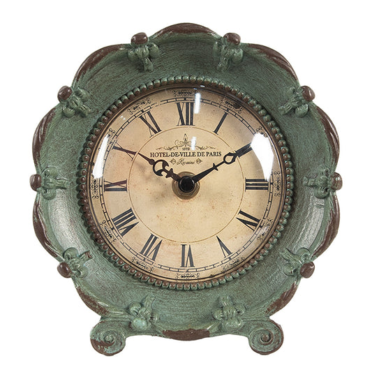 Horloge  Vert Fer Verre 15x7x16 cm