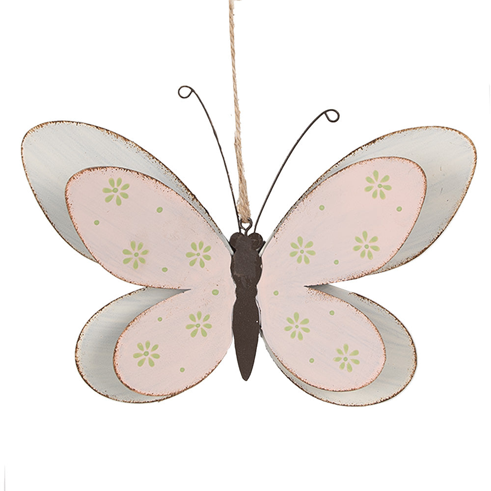 Pendentif Papillon en fer rose 22 cm