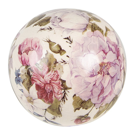 Boule de décoratioin en céramique motif fleurs Ø 9X8 cm